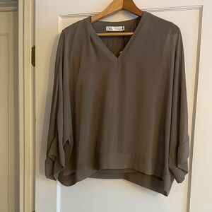Zara Women's V-Neck Blouse - Taupe